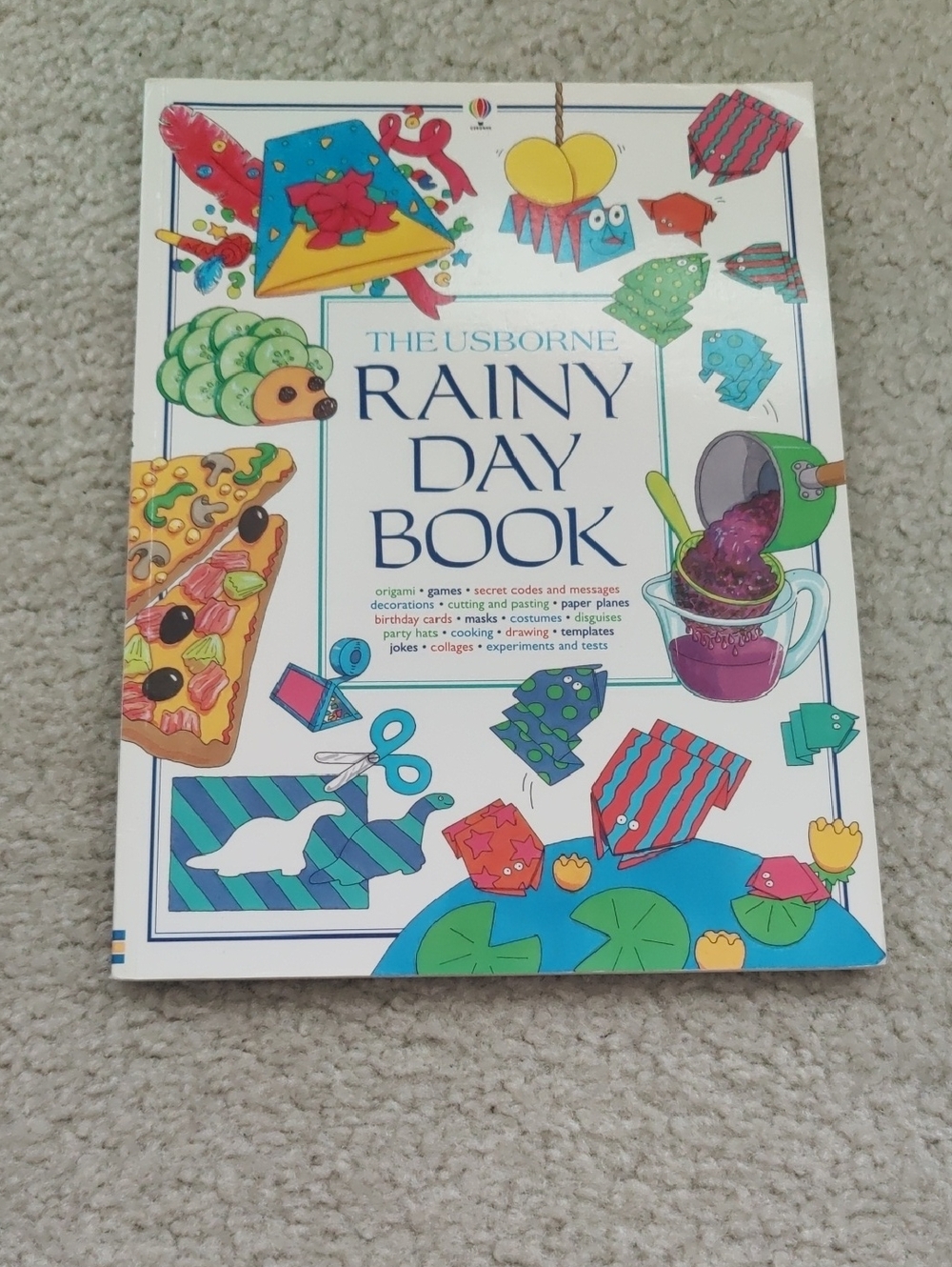 Vintage The Usborne Rainy Day Book Colorful Activity Book 90s Crafts, Cooking.